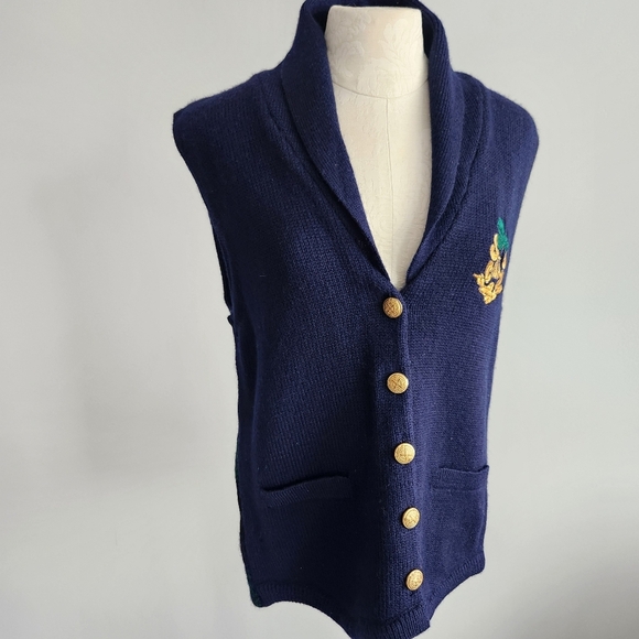 The Eagle's Eye Vintage 90s 100% Wool Academia Preppy Sweater Vest Size Medium - Picture 2 of 11